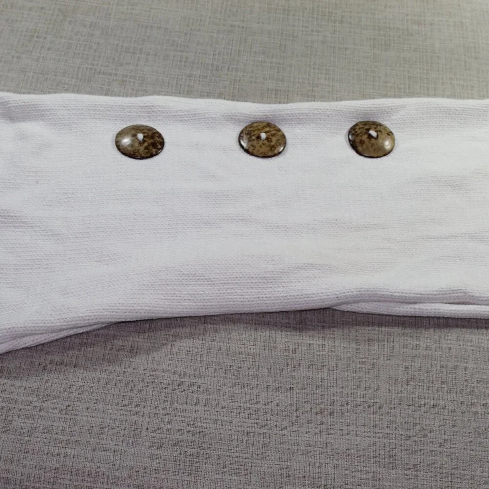 Chunky Hand Knit Cream Scarf with Giant Wooden Buttons